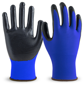 Gants de travail Gekko en polyester à texture écaille de poisson, bleus, enduits de nitrile, antidérapants, résistants à l'abrasion, avec poignet tricoté, 10 mil - Product Image 5