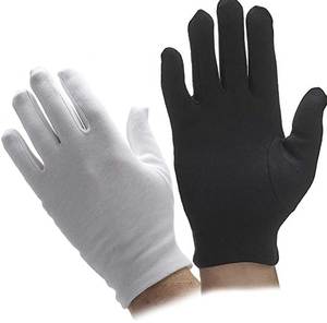 Cotton Gloves Three Stripes Embossed Marching Band Guard Formal <b>Dress</b> Cloth Interlock Disposable Thin Work - Product Image 2