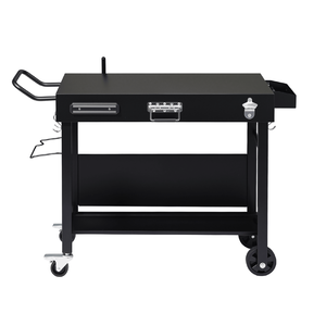 Accessori per Barbecue: Carrello Pieghevole Portatile con Ruote, Tavolo per Preparazione Cibo, Apribottiglie e Vassoio per Condimenti - Product Image 3