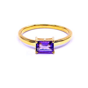 Bagues en argent sterling 925 plaqué or avec améthyste sertie en canal pour fiançailles et mariage, unisexe - Product Image 6