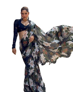 Pure Soft Georgette Digital Print Saree Modern Indian Party Wear pour les saisons d'hiver - Product Image 1