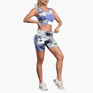 Ensemble de sport 2 pièces pour femme : soutien-gorge de sport dos croisé et short taille élastique uni, séchage rapide, haute qualité, vente en gros personnalisée - Product Image 2