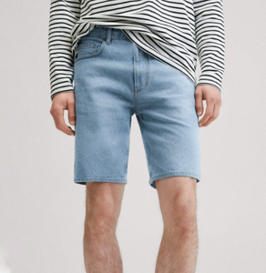 Shorts en jean décontractés pour hommes, légers et respirants, taille haute, avec couleur et logo personnalisables - Product Image 1