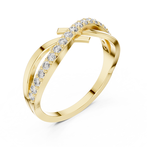 Bague d'anniversaire en or massif 14K 18K avec diamant de laboratoire taille ronde 0,28 carat DEF VVS, motif infini croisé pavé de diamants, vente en gros - Product Image 3
