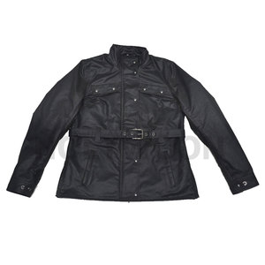 Motorcycle Inspired Leather Look Jacket with Stand Collar and Front Logo Lightweight Windproof <b>Covered</b> <b>Button</b> Closure for Men - Product Image 1