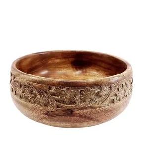 Handmade Wooden <b>Bowl</b> Carved Traditional <b>Chinese</b> Design Natural Wood Grain Serving <b>Bowl</b> for Gifting - Product Image 1
