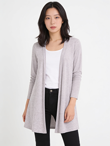 Women’s Modern Knit <b>Cardigan</b> Detachable Belt Long Sleeve Rib Knit Open Front Layering <b>Sweater</b> - Product Image 1