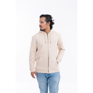 Sweat à capuche d'hiver pour homme, écologique et de qualité supérieure, en tissu polaire confortable, fermeture éclair sur le devant, couleur gris doux et logo. - Product Image 6