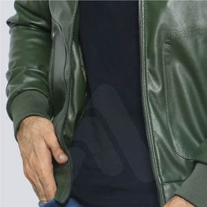 Veste en cuir véritable unisexe pour homme 2023, col montant personnalisé, logo sur le devant, vente en gros de haute qualité - Product Image 5