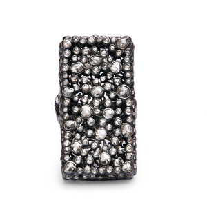 Bague de cocktail rectangulaire REYES en argent sterling 925 de style antique avec diamant naturel taille rose pour femme, bijoux victoriens en gros - Product Image 1