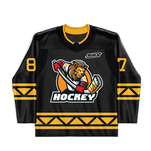 เสื้อฮอกกี้น้ำแข็งแบบกำหนดเอง ลายกราฟิกสิงโตและนกอินทรี ชุดทีมพร้อมปักชื่อและหมายเลขผู้เล่นตามสั่ง - Product Image 1