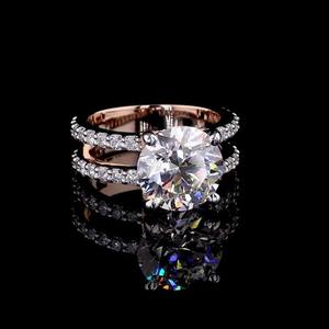 Anillo de lujo con diamante redondo cultivado en laboratorio CVD para unisex, oro rosa de 14k, anillo fino con una sola piedra, regalo de promesa para novias. - Product Image 5