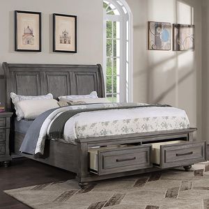 Base de Cama Queen Size Vintage Gris con Cajón Inferior, Hermoso Mueble de Dormitorio con Panel, 1 Cómoda - Product Image 4