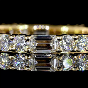 Anillo de Eternidad con Diamantes Cultivados en Laboratorio, Corte Redondo y Esmeralda, Oro 10K 14K 18K, Plata 925 935, Joyería Fina de Lujo para Aniversario de Bodas - Product Image 2