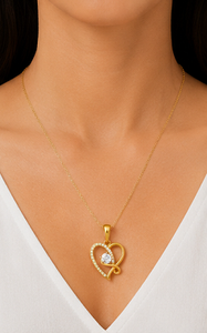 Collar con Colgante de Doble Corazón en Plata de Ley 925 con Baño de Oro Rosa y Circonita Cúbica para Mujer - Product Image 4