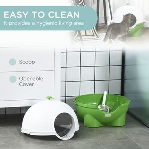 Lettiera Grande con Coperchio Verde Scuro e Coperchio a Cappuccio, in Materiale PP Pet-Friendly, 20.9"L X 20.1"W X 18.9"H, con Maniglia Superiore per Facile Rimozione della Sabbia - Product Image 5