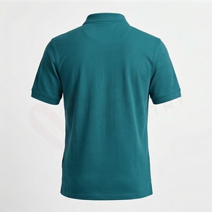 Polo en piqué de coton à manches courtes pour homme, couleur turquoise, décontracté, respirant, tricot uni, coupe classique - Product Image 2
