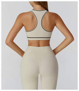Soutien-gorge de sport pour femme à col carré, dernières tendances, avec bordure contrastante, maintien moyen, respirant, en Spandex et Polyester, dos nageur, éco-responsable - Product Image 2