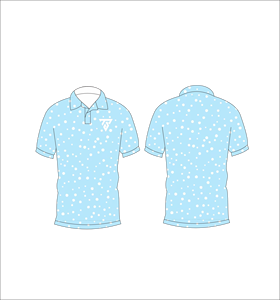 เสื้อโปโลผู้ชายสีฟ้าอ่อนพิมพ์ลายจุดแขนสั้นลำลองฤดูร้อนคอปกติดกระดุมโลโก้ด้านหน้า - Product Image 3