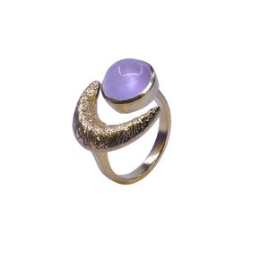 Wedding Wear <b>925</b> Sterling <b>Silver</b> Gold Plated Jewelry Rose Quartz Gemstone Women Wear Classic <b>Ring</b> - Product Image 4