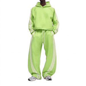 2026 Fashion Baggy Tracksuit Men Stripe Raglan Sleeve Boxy Fit Hoodie Jogger <b>Set</b> Luxury Blank Wide Leg <b>Sweatpants</b> <b>Set</b> - Product Image 6