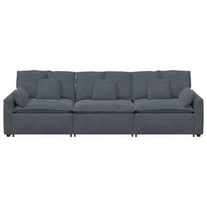 โซฟาผ้ากำมะหยี่สีเทาเข้มแบบโมดูลาร์ โพลีเอสเตอร์ 100% พร้อมโฟมและโครงโลหะ สำหรับห้องนั่งเล่น - Product Image 5