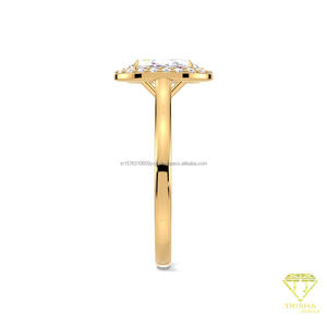 Moissanite Diamond Oval Halo Engagement <b>Ring</b> Yellow Gold <b>Solitaire</b> Hidden Bridal Wedding Anniversary Gift - Product Image 3