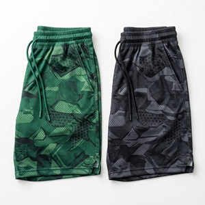 Fluid <b>Marble</b> <b>Mesh</b> Shorts | Teal Green and Soft Silver Gray Liquid Wave Printed Gym Shorts for Streetwear - Product Image 5