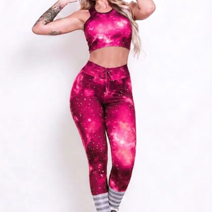 Conjunto de Yoga para Mujer, de la Mejor Calidad, Texturizado, con Costuras Sólidas, Estampado Digital, 2 Piezas, Transpirable, Cintura Alta - Product Image 1