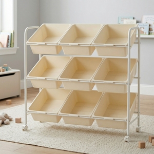 Ensemble de chariots métalliques modernes à 9 tiroirs – Meubles de rangement de qualité taïwanaise pour cuisine et salon, idéal pour l'école des enfants – Vente en gros - Product Image 5