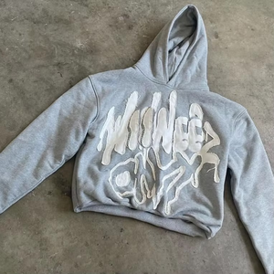 Sudadera con capucha de forro polar grueso de poliéster/algodón al por mayor, estilo urbano oversize, con cremallera, logotipo personalizable, múltiples bolsillos, efecto desgastado, para invierno - Product Image 2