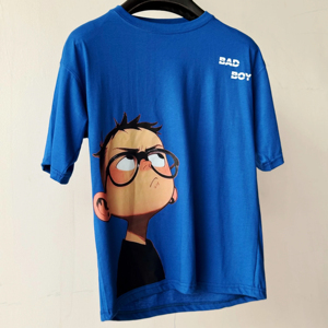 เสื้อยืดโอเวอร์ไซส์แขนสั้นผ้าโพลีเอสเตอร์/คอตตอนเนื้อนุ่มระบายอากาศได้ดี ทรงหลวม สกรีนลายกราฟิกได้ตามสั่ง แบบไหล่ตก ลายเสื้อเจอร์ซีย์ - Product Image 3