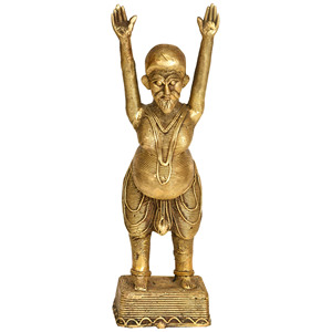 Escultura de latón hecha a mano de 8 pulgadas de hombre de yoga tribal hecha en la India para regalar - Product Image 1