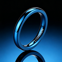 Bague en titane bleu de 2 mm, ultra-fine et polie, pour homme et femme, bijoux minimalistes en gros