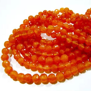 Perles rondes facettées en cornaline naturelle, taille 7 mm, longueur du brin 10 pouces - Product Image 4