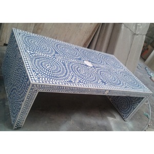 ILAHI's Bone Inlay <b>Table</b> Modern Design Agate Detailing <b>Storage</b> Portable Home Furniture - Product Image 3