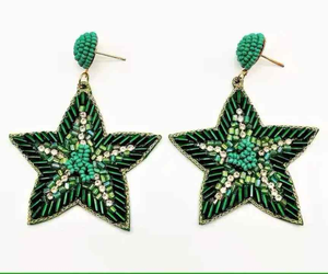 Pendientes de Aro de Lujo Hechos a Mano con Bordado y Cuentas de Cristal, Colgantes de Corazones Decorativos para Bodas y Eventos Festivos, Color Personalizado de Moda - Product Image 2