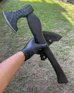 Edge Master Manufacture Handmade High Carbon Steel <b>Axe</b> Head Wooden <b>Handle</b> Leather Sheath Industrial Grade 18.5" Overall Length - Product Image 3