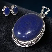 Ensemble de bijoux en argent sterling et lapis-lazuli bleu, design splendide, avec élégantes boucles d'oreilles pendantes, fabrication artisanale, style indien, pour femmes