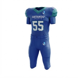 Custom Blue Teal American Football <b>Padded</b> Jersey and Pants Set Team Uniform with Player Number 55 Sublimated Sportswear for Men - Product Image 5