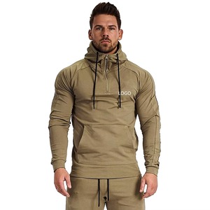 New Arrival Custom Blank Printing Fitness Pullover Men Training Sport Fleece Quick Dry Breathable Half Zip Hoodie Athletic - Product Image 6