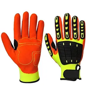 HUAYI Cut Protection A5 Sandy Nitrile Coated Gloove Cut Resistant TPR Impact Glooves