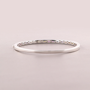 Bracelet jonc ouvert en or rose avec perles d'eau douce et moissanite arc-en-ciel KIVORA pour cadeau et usage quotidien - Product Image 3