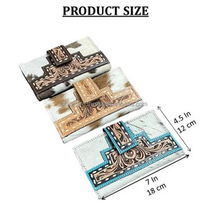 Wholesale 2025 New Women Hand Tooled Cowhide Leather Clutch Multifunction Genuine Leather Wallet Credit Card Mobile Phone Purses - Product Image 2