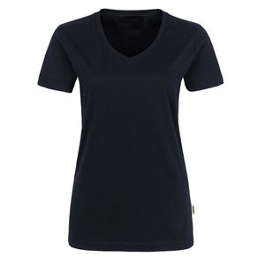 T-shirt décontracté pour femme à col en V profond et manches courtes, tricoté, 60 % coton, séchage rapide, respirant, écologique, idéal pour l'été - Product Image 1
