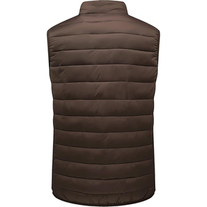 Chaleco acolchado para hombre, gris carbón oscuro, sin mangas, con cuello alto simulado, cierre completo, alternativa a la plumón, calefactor corporal acolchado. - Product Image 3