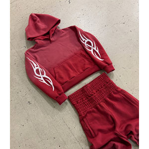 ชุดวอร์ม Glory Custom Acid-Wash วินเทจ ผ้าฝ้ายเทอร์รี่ 100% เสื้อฮู้ดดี้และกางเกงขายาว ลุคซันเฟด ดีไซน์ทำเก่าพร้อมโลโก้พิมพ์ - Product Image 2