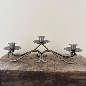 <b>Bulk</b> Buy Antique Finish Metal Candelabra Multi-Arm Pillar <b>Candle</b> Stand Decorative Rustic Iron Tabletop Centerpiece for Wedding - Product Image 1