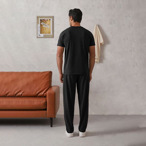 Ensemble de survêtement noir pour homme, t-shirt à manches courtes et pantalon de jogging, vêtements de sport décontractés d'été, tenue de sport deux pièces - Product Image 4