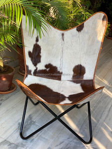 Silla decorativa hecha a mano con mariposas de cuero y piel, cómoda, para comedor - Product Image 3